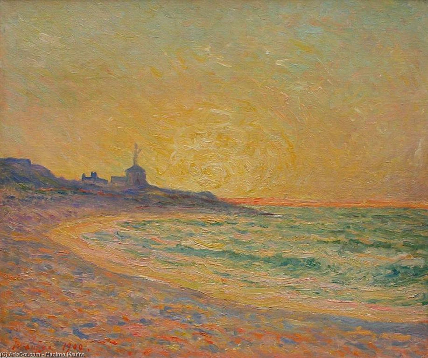 Wikioo.org - The Encyclopedia of Fine Arts - Painting, Artwork by Maxime Emile Louis Maufra - Semaphore of the Beg-Meil, Brittany