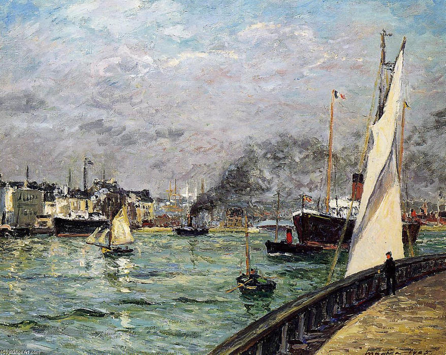 Wikioo.org - สารานุกรมวิจิตรศิลป์ - จิตรกรรม Maxime Emile Louis Maufra - Departure of a Cargo Ship
