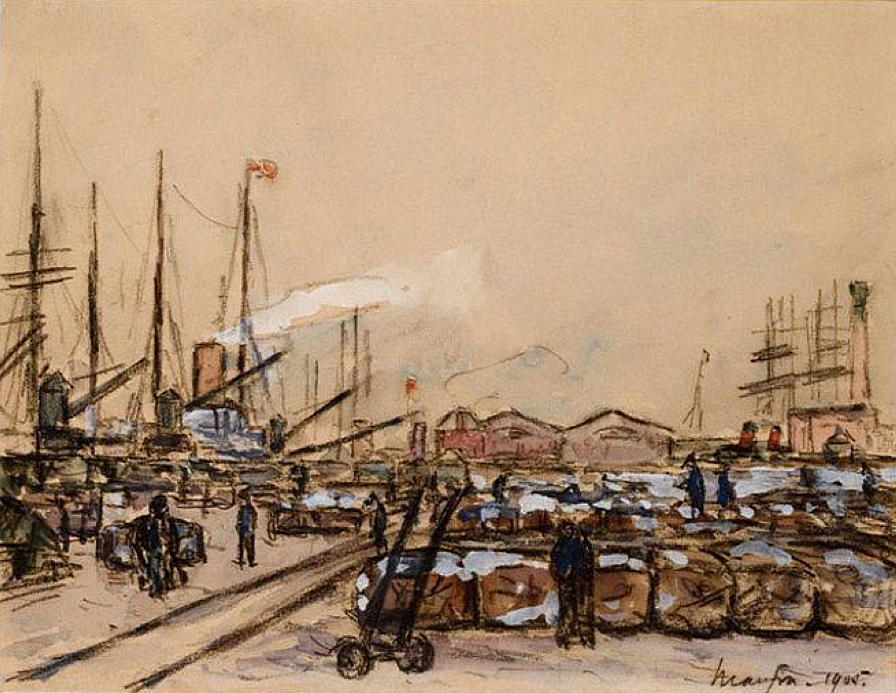 Wikioo.org - The Encyclopedia of Fine Arts - Painting, Artwork by Maxime Emile Louis Maufra - Quayside in Le Havre