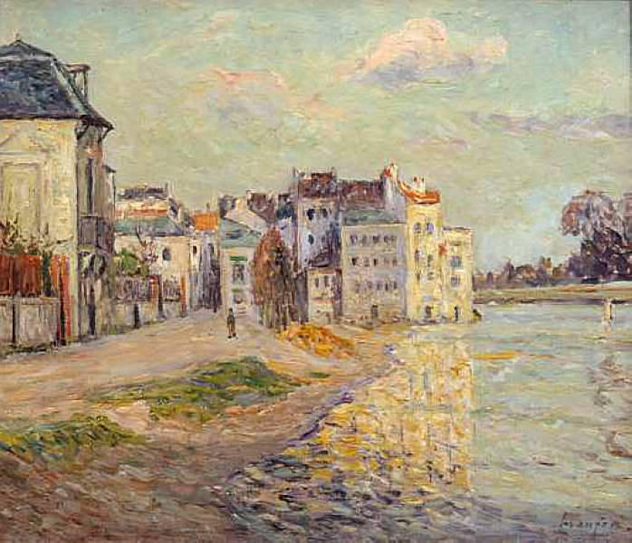 Wikioo.org - The Encyclopedia of Fine Arts - Painting, Artwork by Maxime Emile Louis Maufra - The Embankment of Lagny under Flood Water