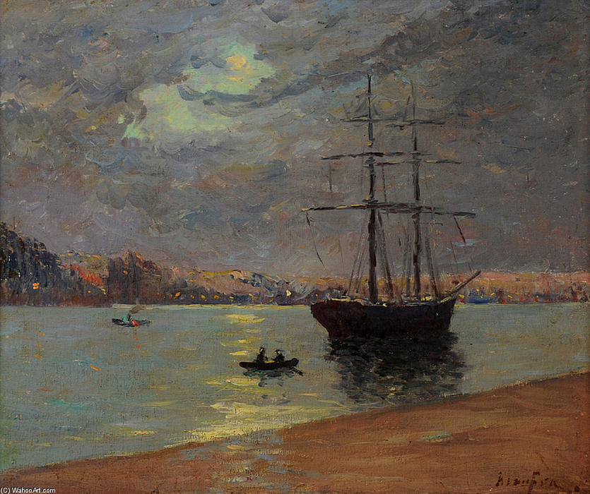 Wikioo.org - The Encyclopedia of Fine Arts - Painting, Artwork by Maxime Emile Louis Maufra - Evening fog over Nantes