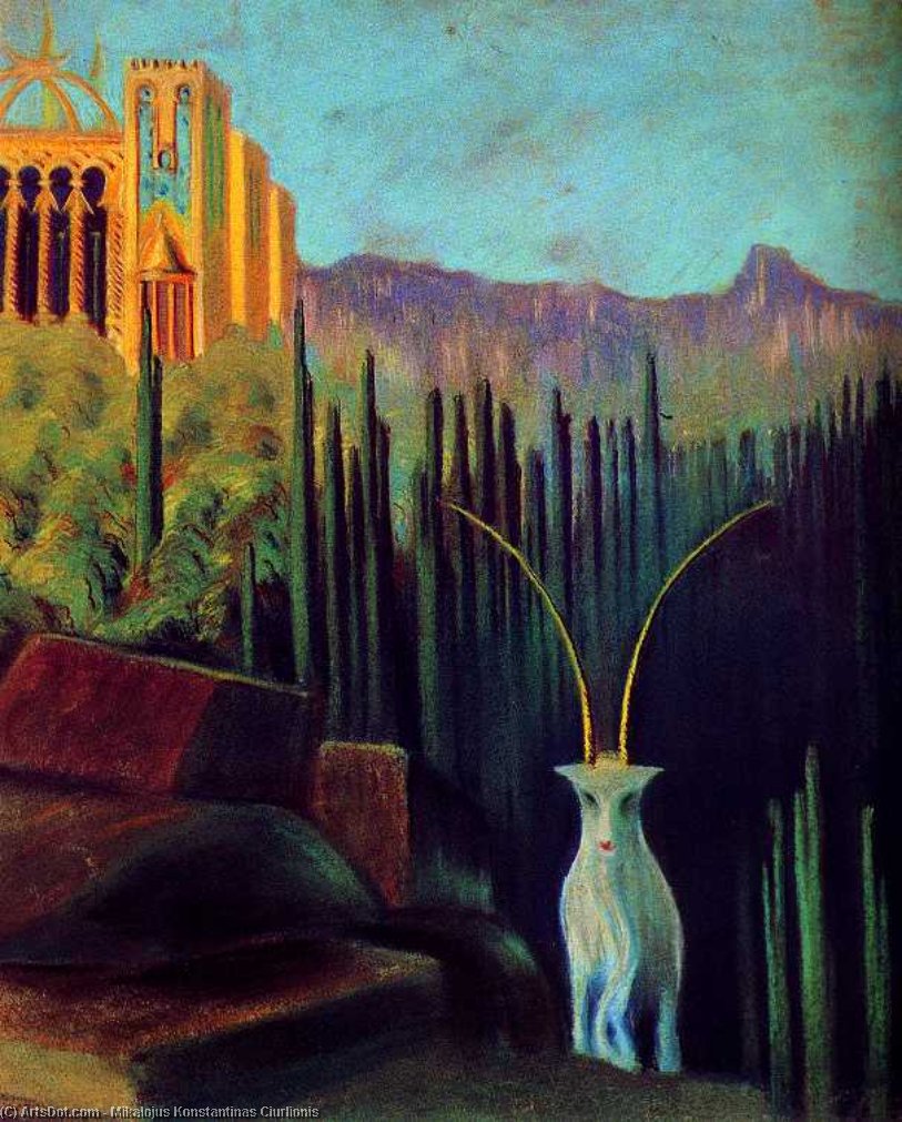 Wikioo.org - The Encyclopedia of Fine Arts - Painting, Artwork by Mikalojus Konstantinas Ciurlionis - The goat