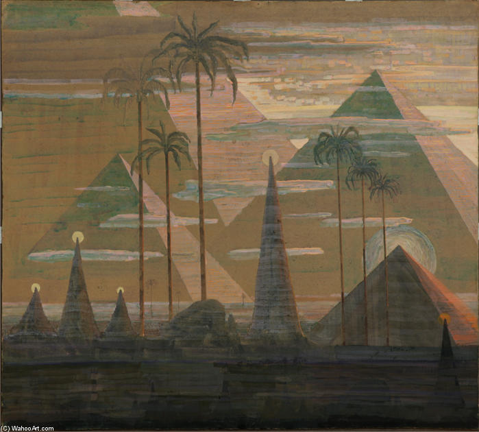 Wikioo.org - The Encyclopedia of Fine Arts - Painting, Artwork by Mikalojus Konstantinas Ciurlionis - Andante (Sonata of the Pyramids)