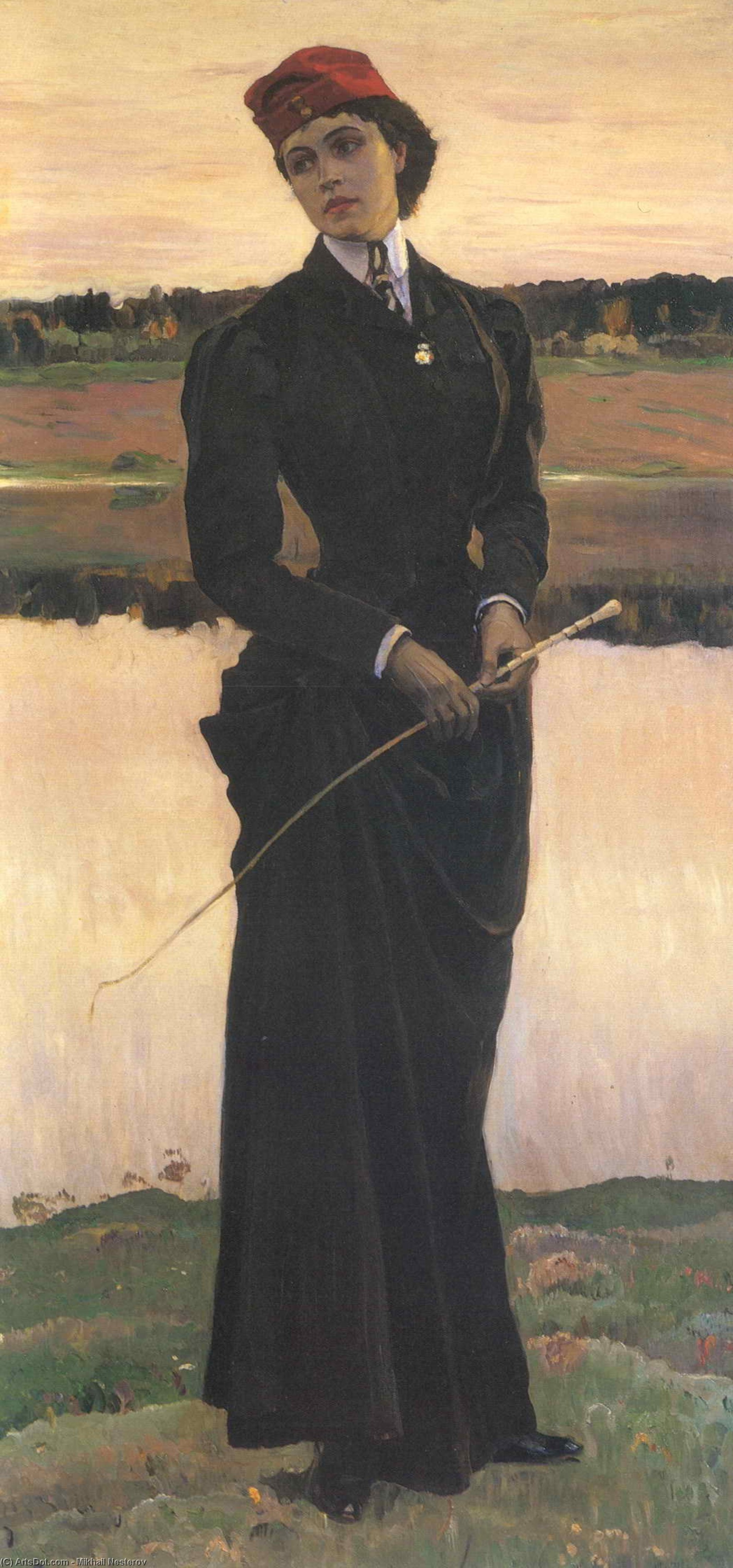 WikiOO.org - Enciklopedija dailės - Tapyba, meno kuriniai Mikhail Nesterov - Portrait of Olga Nesterova (Woman in a Riding Habit)
