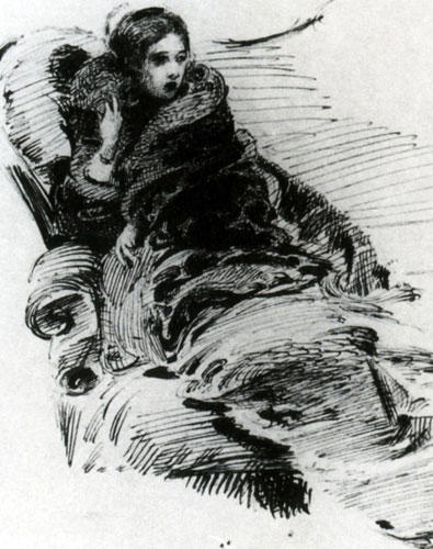 WikiOO.org - Encyclopedia of Fine Arts - Maleri, Artwork Mikhail Vrubel - Lady in furs