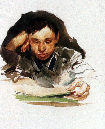 Wikioo.org - Bách khoa toàn thư về mỹ thuật - Vẽ tranh, Tác phẩm nghệ thuật Mikhail Vrubel - Portrait of student