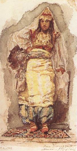 Wikioo.org - The Encyclopedia of Fine Arts - Painting, Artwork by Mikhail Vrubel - A model with eastern dress