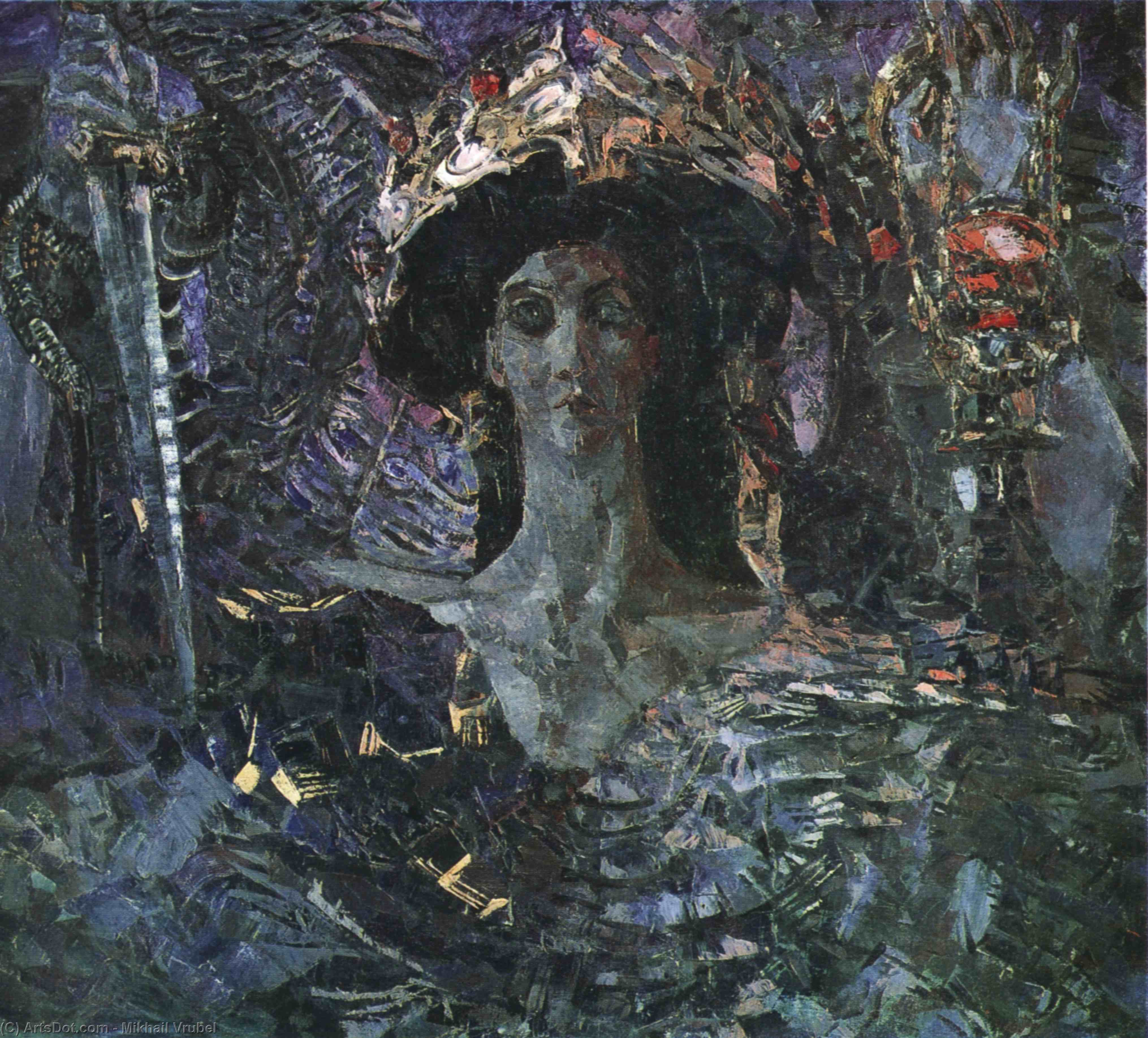 Wikioo.org – L'Enciclopedia delle Belle Arti - Pittura, Opere di Mikhail Vrubel - I sei Alato  Serafino