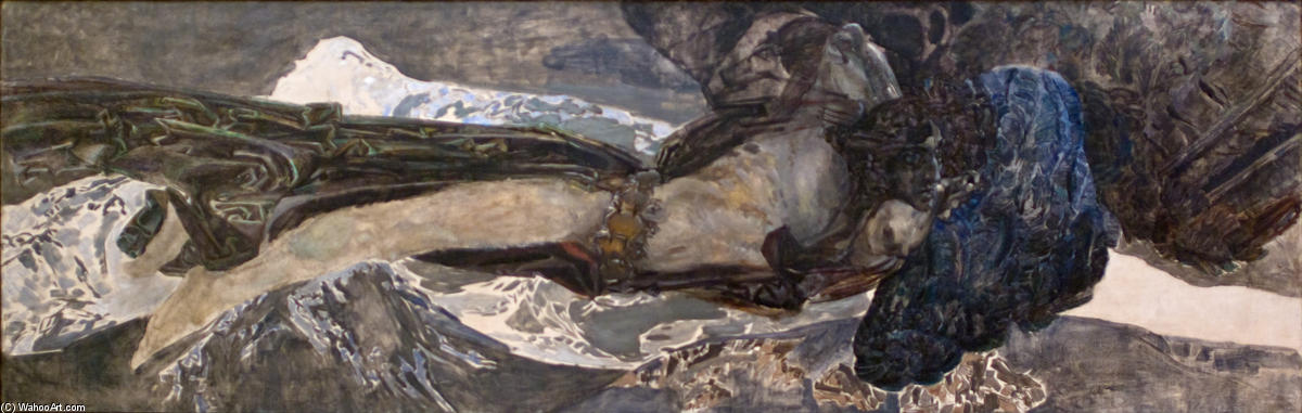 Wikioo.org - The Encyclopedia of Fine Arts - Painting, Artwork by Mikhail Vrubel - The Flying Demon