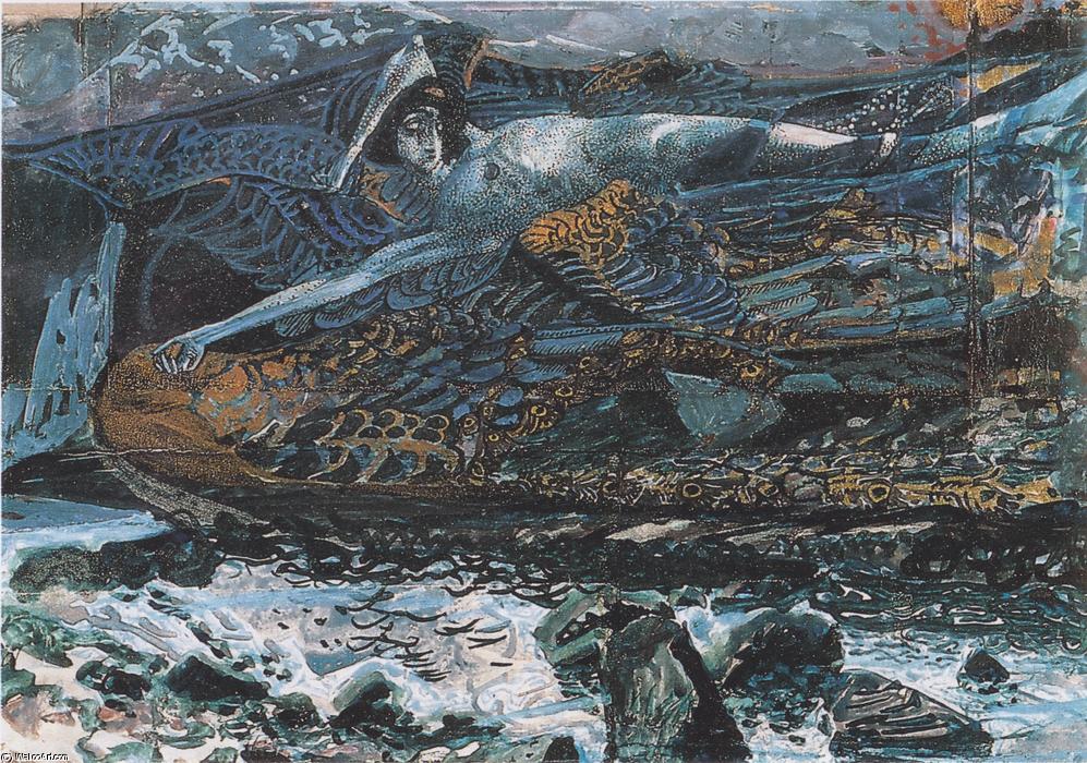 Wikioo.org - The Encyclopedia of Fine Arts - Painting, Artwork by Mikhail Vrubel - Fallen Demon