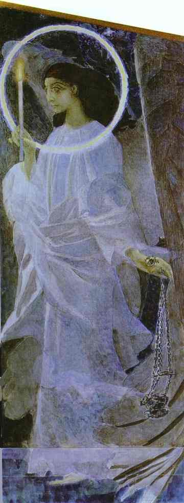 WikiOO.org - Enciklopedija dailės - Tapyba, meno kuriniai Mikhail Vrubel - Angel with censer and candle