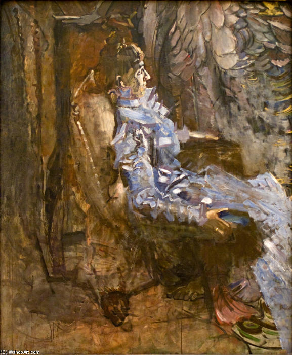 Wikioo.org - The Encyclopedia of Fine Arts - Painting, Artwork by Mikhail Vrubel - A Lady in Lilac (Portrait of Nadezhda Zabela)