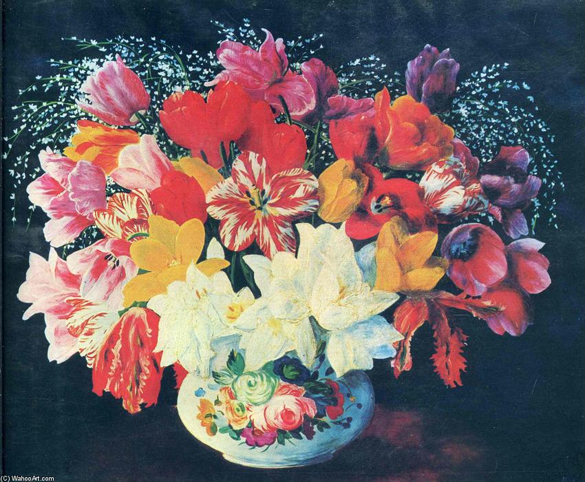 Wikioo.org - สารานุกรมวิจิตรศิลป์ - จิตรกรรม Moise Kisling - Grand bouquet of tulips