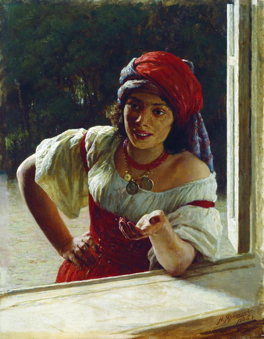 WikiOO.org - Encyclopedia of Fine Arts - Maleri, Artwork Mykola Yaroshenko - Gypsy Woman