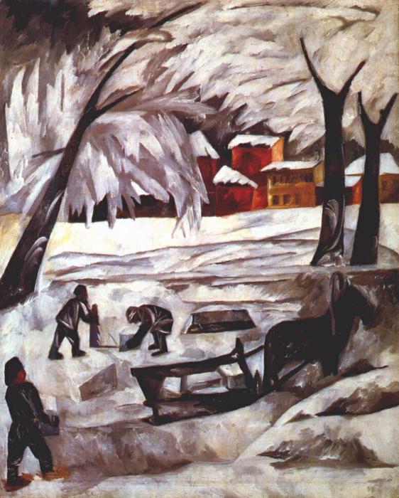 Wikioo.org - สารานุกรมวิจิตรศิลป์ - จิตรกรรม Natalia Sergeevna Goncharova - The ice cutters