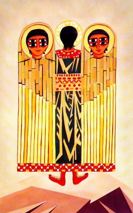 Wikoo.org - موسوعة الفنون الجميلة - اللوحة، العمل الفني Natalia Sergeevna Goncharova - Liturgy, The Seraph's costume