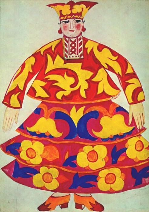 Wikioo.org - สารานุกรมวิจิตรศิลป์ - จิตรกรรม Natalia Sergeevna Goncharova - Russian woman's costume from Le coq d'or