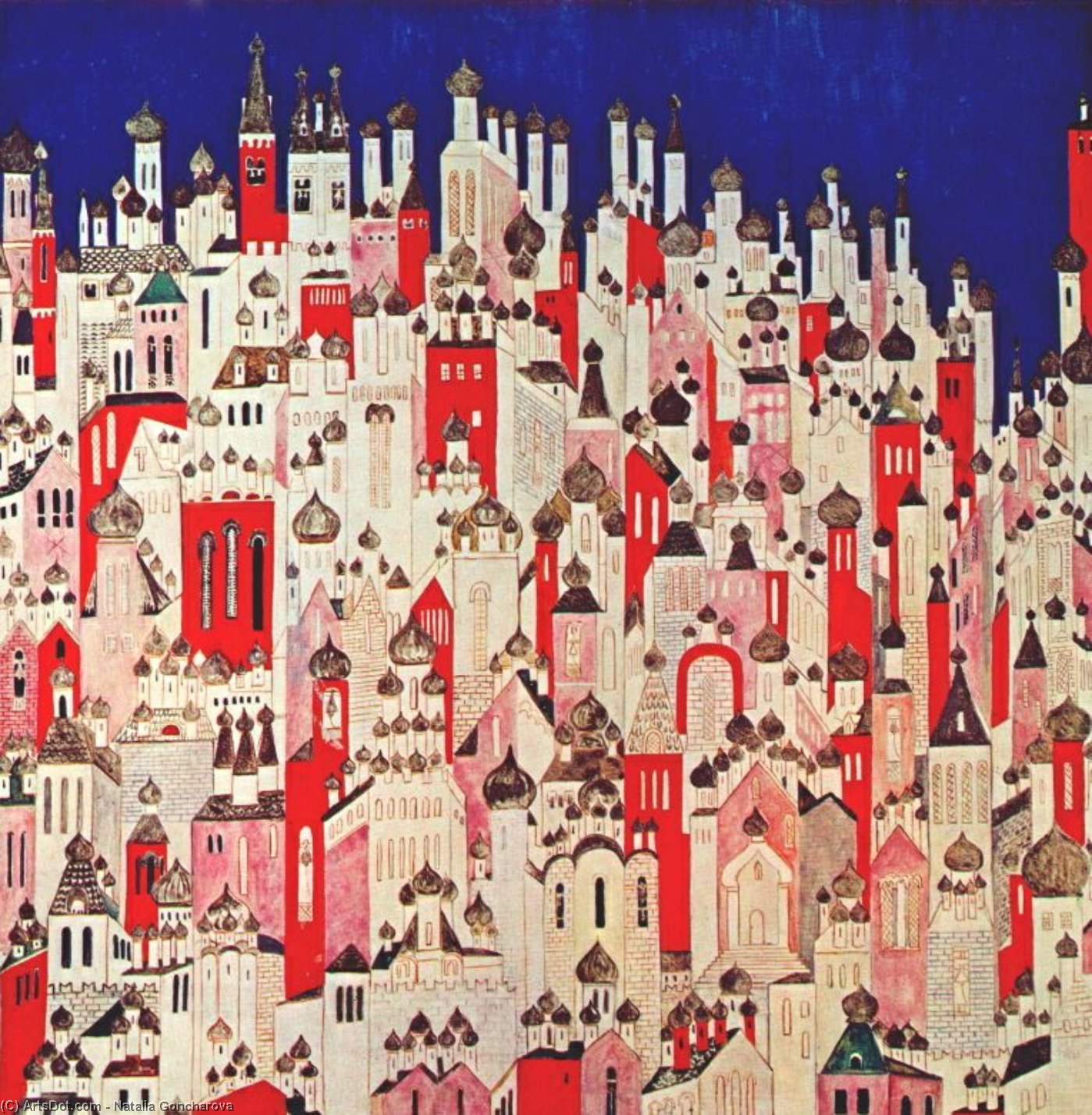 Wikioo.org – La Enciclopedia de las Bellas Artes - Pintura, Obras de arte de Natalia Sergeevna Goncharova - Diseño para final telón de foro