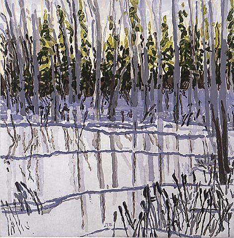 WikiOO.org - دایره المعارف هنرهای زیبا - نقاشی، آثار هنری Neil Gavin Welliver - Trees Reflected on Ice