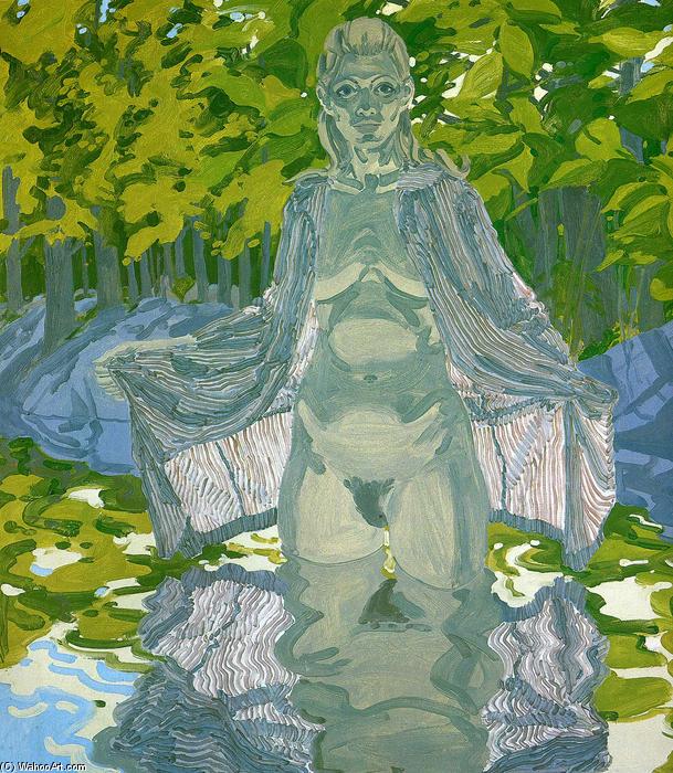 WikiOO.org - Encyclopedia of Fine Arts - Målning, konstverk Neil Gavin Welliver - Nude in Striped Robe