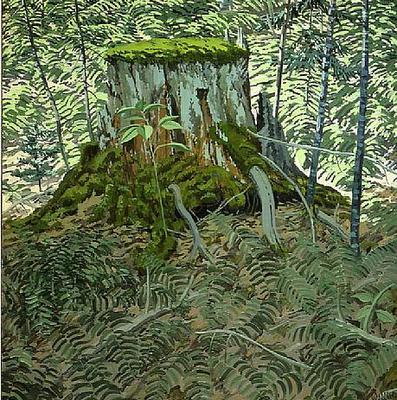 WikiOO.org - Encyclopedia of Fine Arts - Maľba, Artwork Neil Gavin Welliver - Stump and Ferns