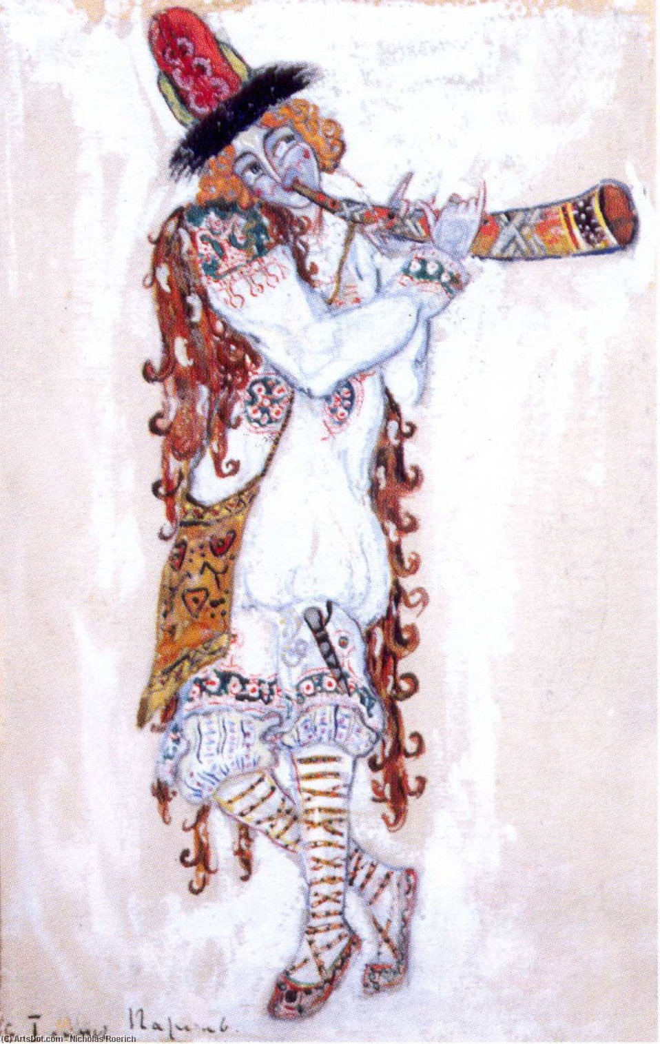 WikiOO.org - Енциклопедия за изящни изкуства - Живопис, Произведения на изкуството Nicholas Roerich - A guy who plays the horn