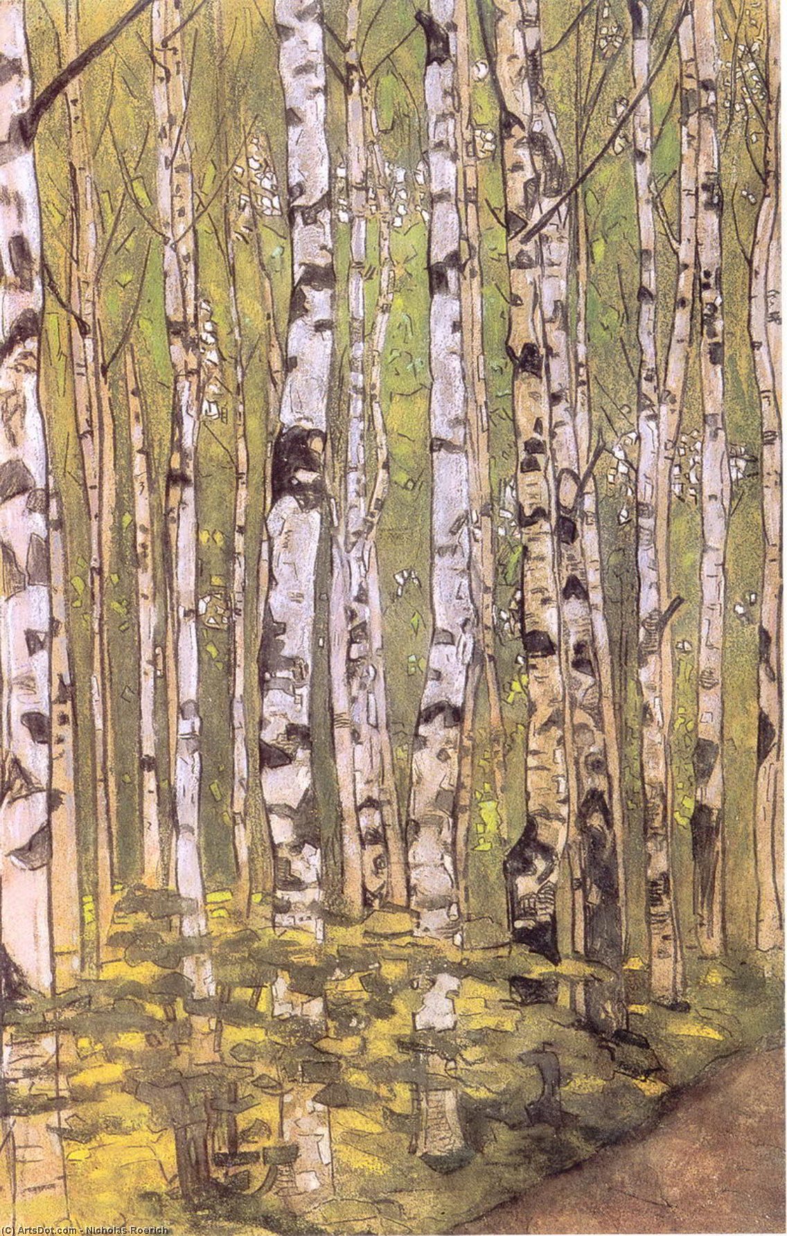 WikiOO.org - Енциклопедія образотворчого мистецтва - Живопис, Картини
 Nicholas Roerich - Birches
