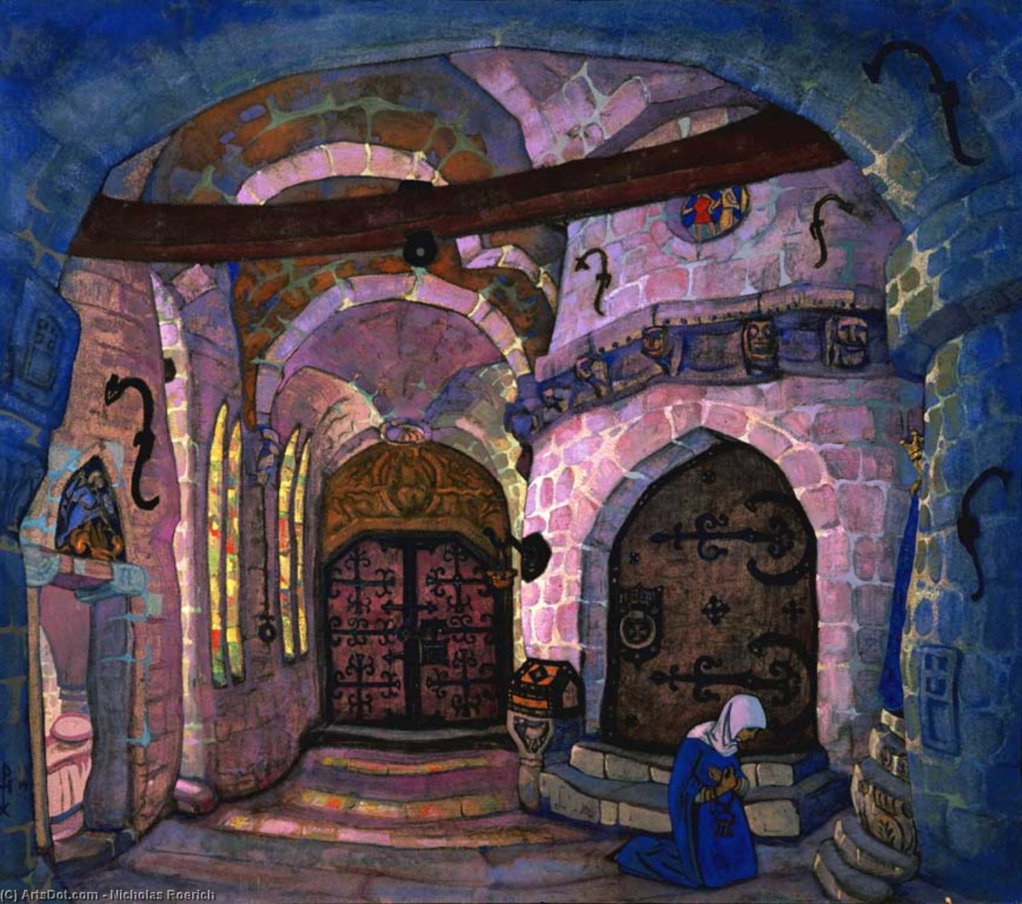 WikiOO.org – 美術百科全書 - 繪畫，作品 Nicholas Roerich -  在 修道院