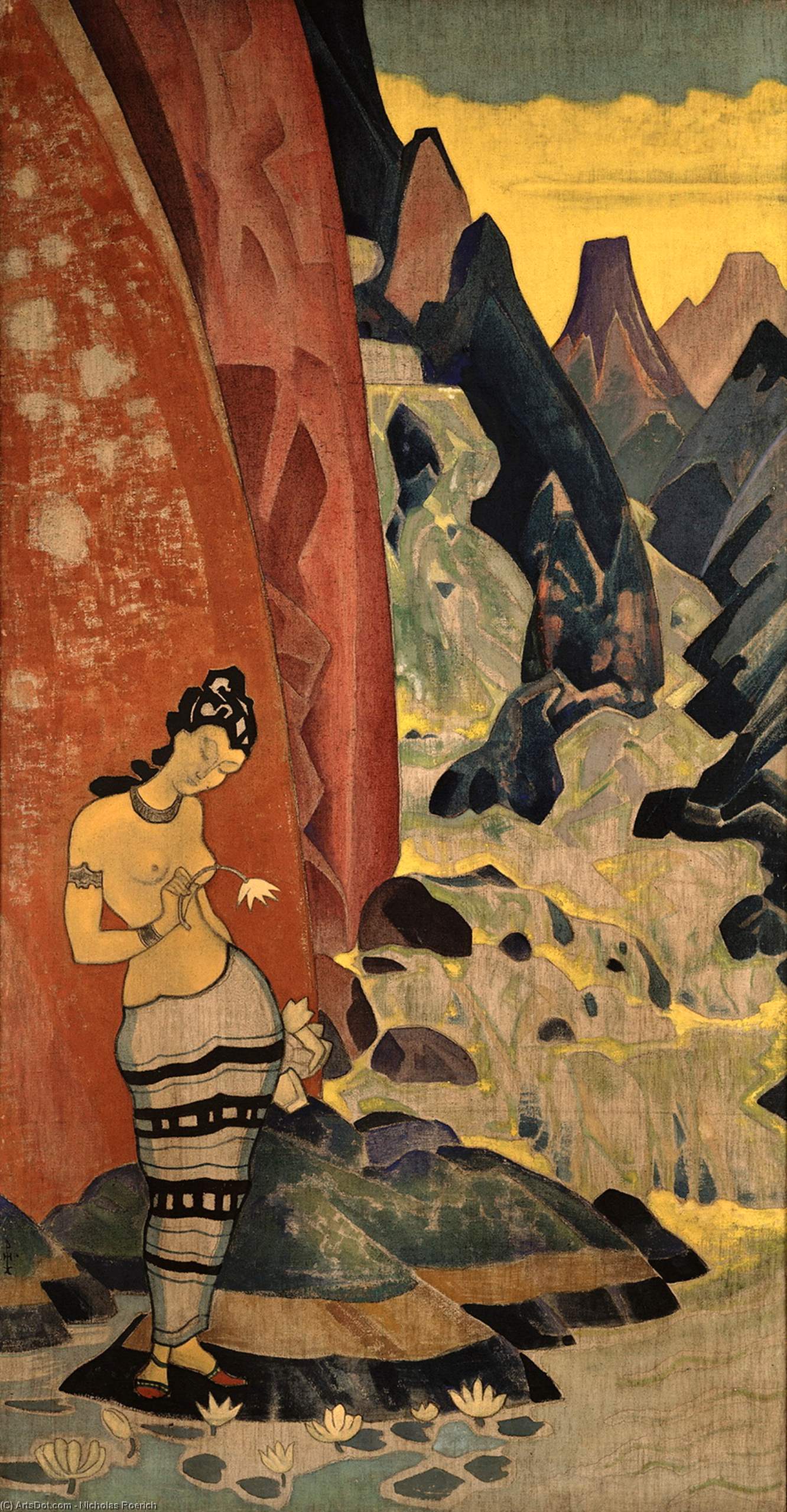 Wikoo.org - موسوعة الفنون الجميلة - اللوحة، العمل الفني Nicholas Roerich - Song of waterfall