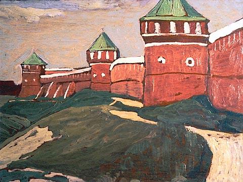 Wikioo.org - The Encyclopedia of Fine Arts - Painting, Artwork by Nicholas Roerich - Suzdal. Walls of Saviour-Euthimius Monastery