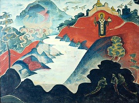 Wikioo.org - The Encyclopedia of Fine Arts - Painting, Artwork by Nicholas Roerich - Saint Nicholas (Nicola Mozhaisky)
