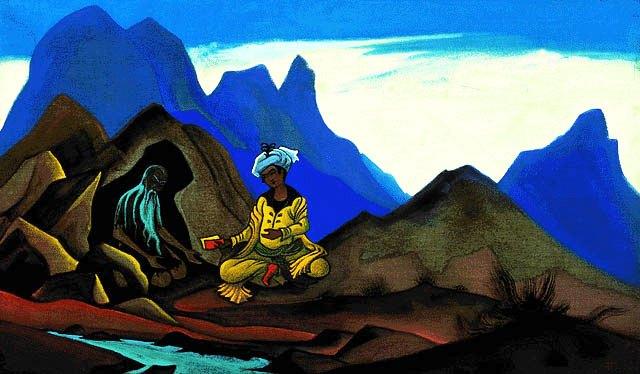 Wikioo.org - The Encyclopedia of Fine Arts - Painting, Artwork by Nicholas Roerich - Iskander and hermit