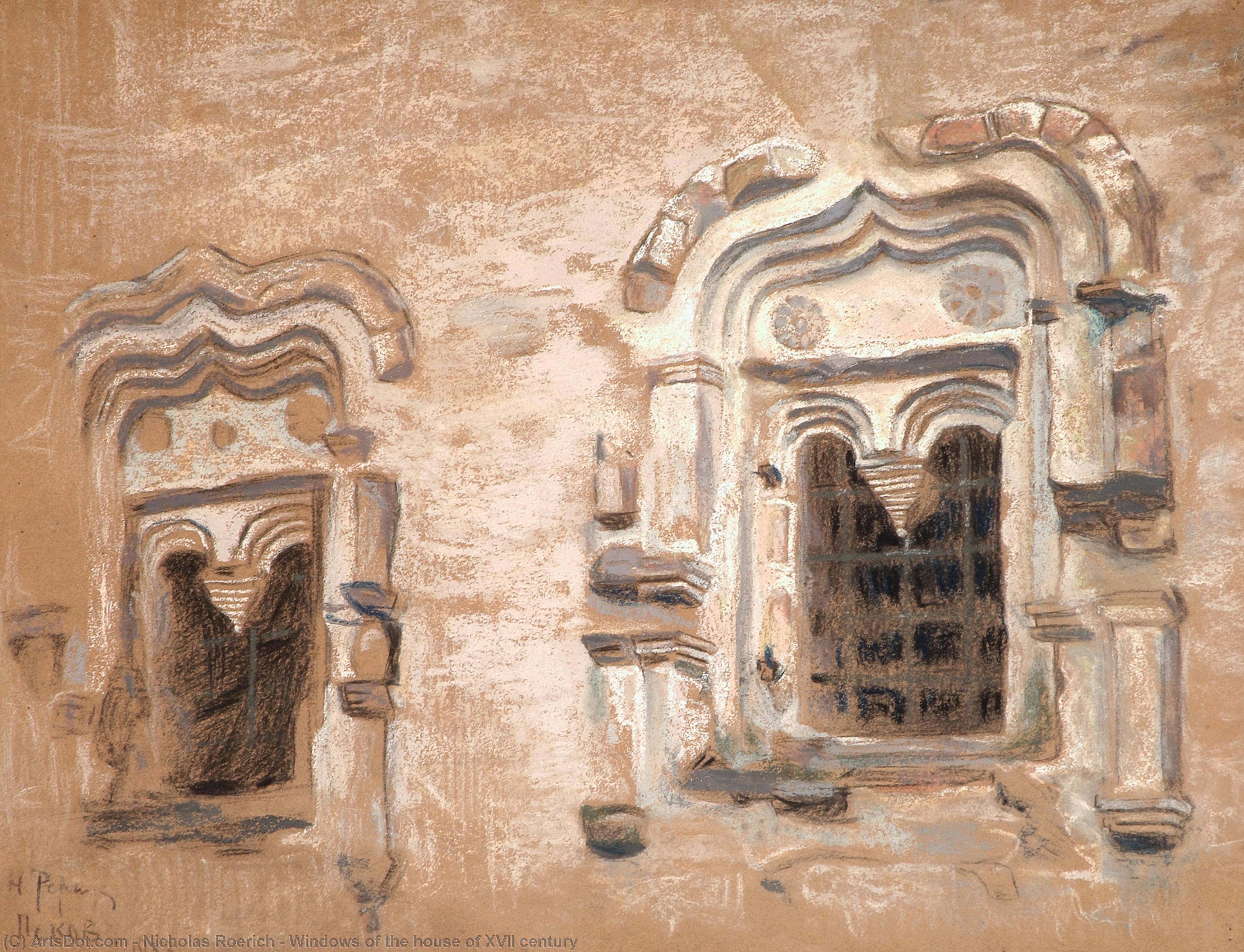 Wikoo.org - موسوعة الفنون الجميلة - اللوحة، العمل الفني Nicholas Roerich - Windows of the house of XVII century