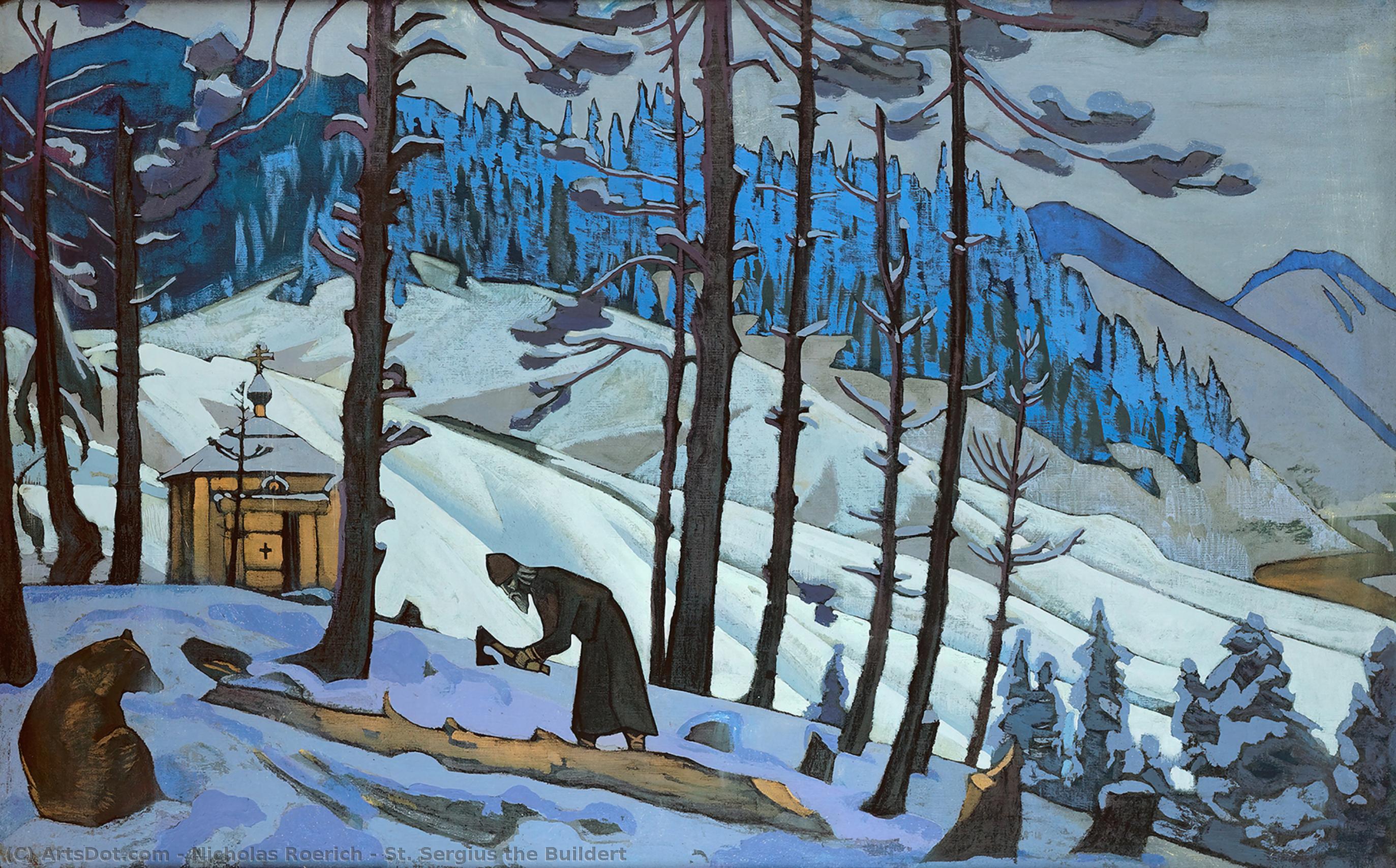 Wikoo.org - موسوعة الفنون الجميلة - اللوحة، العمل الفني Nicholas Roerich - St. Sergius the Buildert