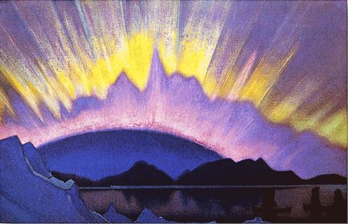 Wikioo.org - Bách khoa toàn thư về mỹ thuật - Vẽ tranh, Tác phẩm nghệ thuật Nicholas Roerich - At midnight. Light of the Shambhala.