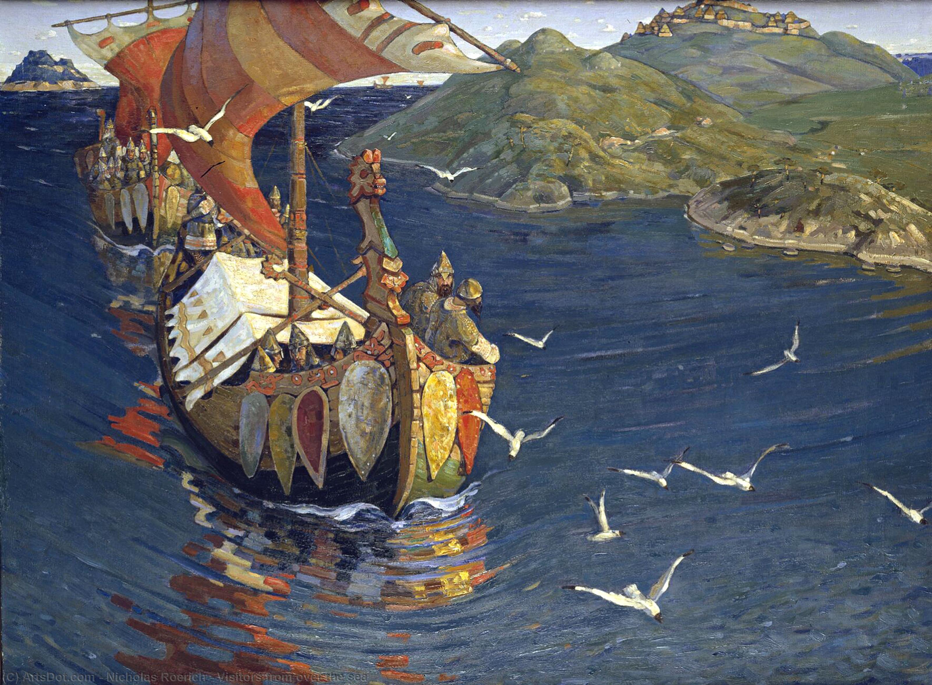 WikiOO.org - Енциклопедия за изящни изкуства - Живопис, Произведения на изкуството Nicholas Roerich - Visitors from over the sea