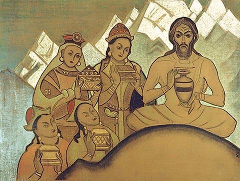 Wikioo.org - The Encyclopedia of Fine Arts - Painting, Artwork by Nicholas Roerich - The Sacred Gift