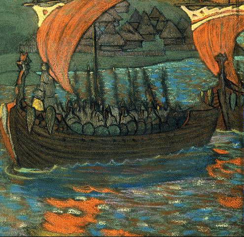 Wikoo.org - موسوعة الفنون الجميلة - اللوحة، العمل الفني Nicholas Roerich - Boats