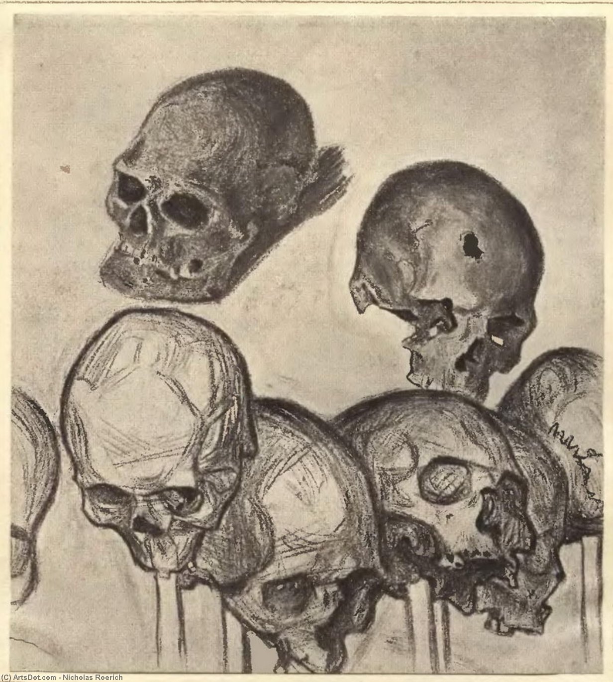 WikiOO.org - Encyclopedia of Fine Arts - Maleri, Artwork Nicholas Roerich - Skulls
