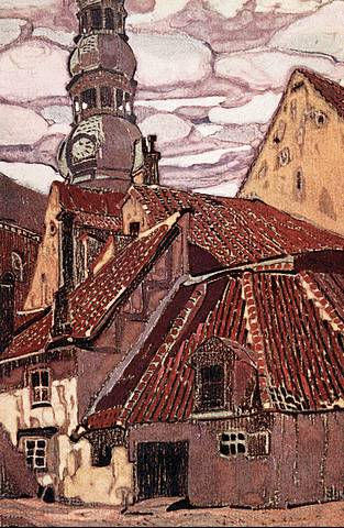 Wikoo.org - موسوعة الفنون الجميلة - اللوحة، العمل الفني Nicholas Roerich - Old Riga