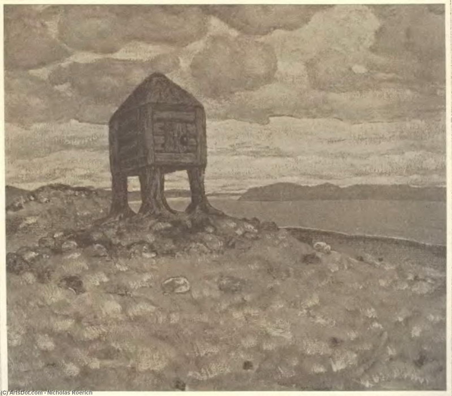 Wikioo.org - The Encyclopedia of Fine Arts - Painting, Artwork by Nicholas Roerich - The Hut of Dead