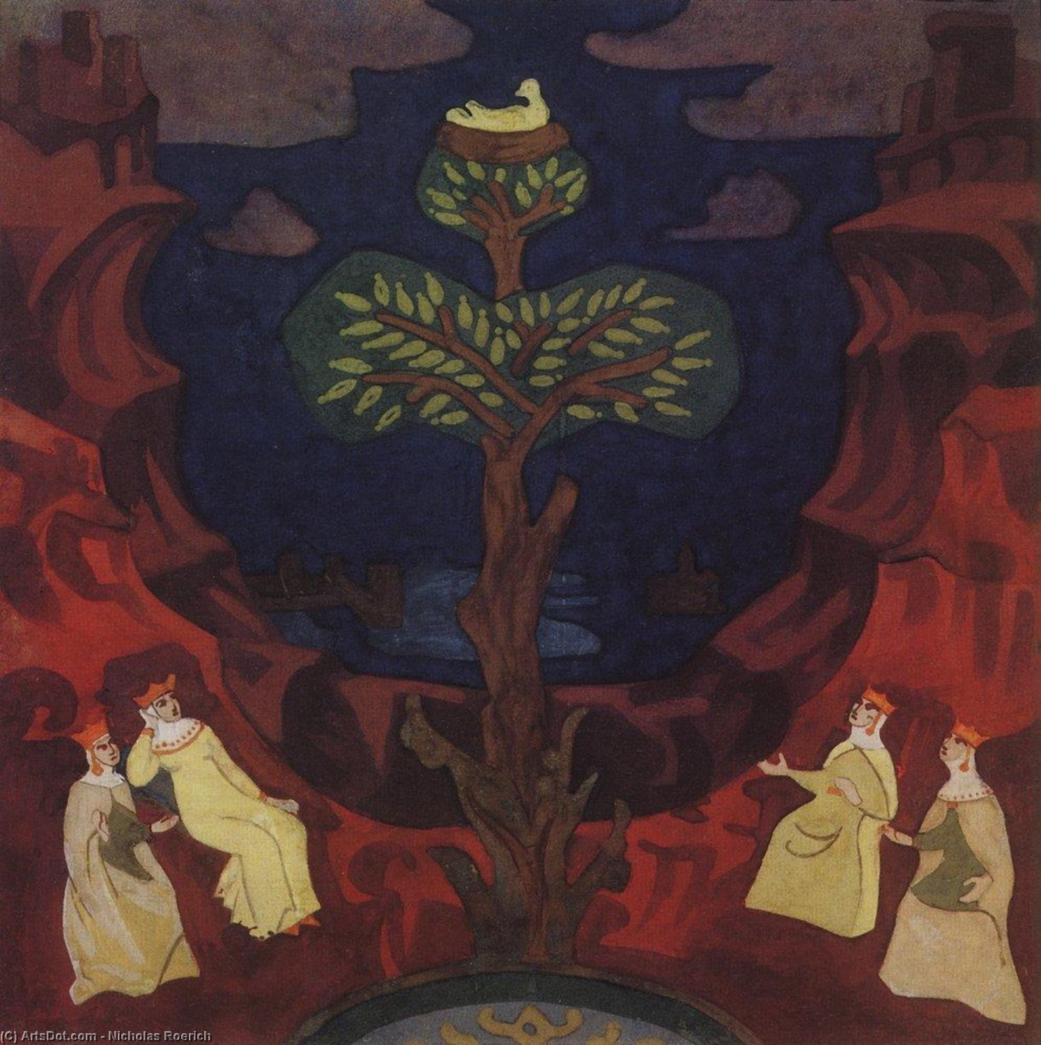 Wikoo.org - موسوعة الفنون الجميلة - اللوحة، العمل الفني Nicholas Roerich - Good nest (Good tree, consolation for eyes)