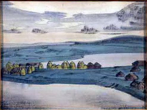 Wikioo.org - Die Enzyklopädie bildender Kunst - Malerei, Kunstwerk von Nicholas Roerich - Binnensee Dorf