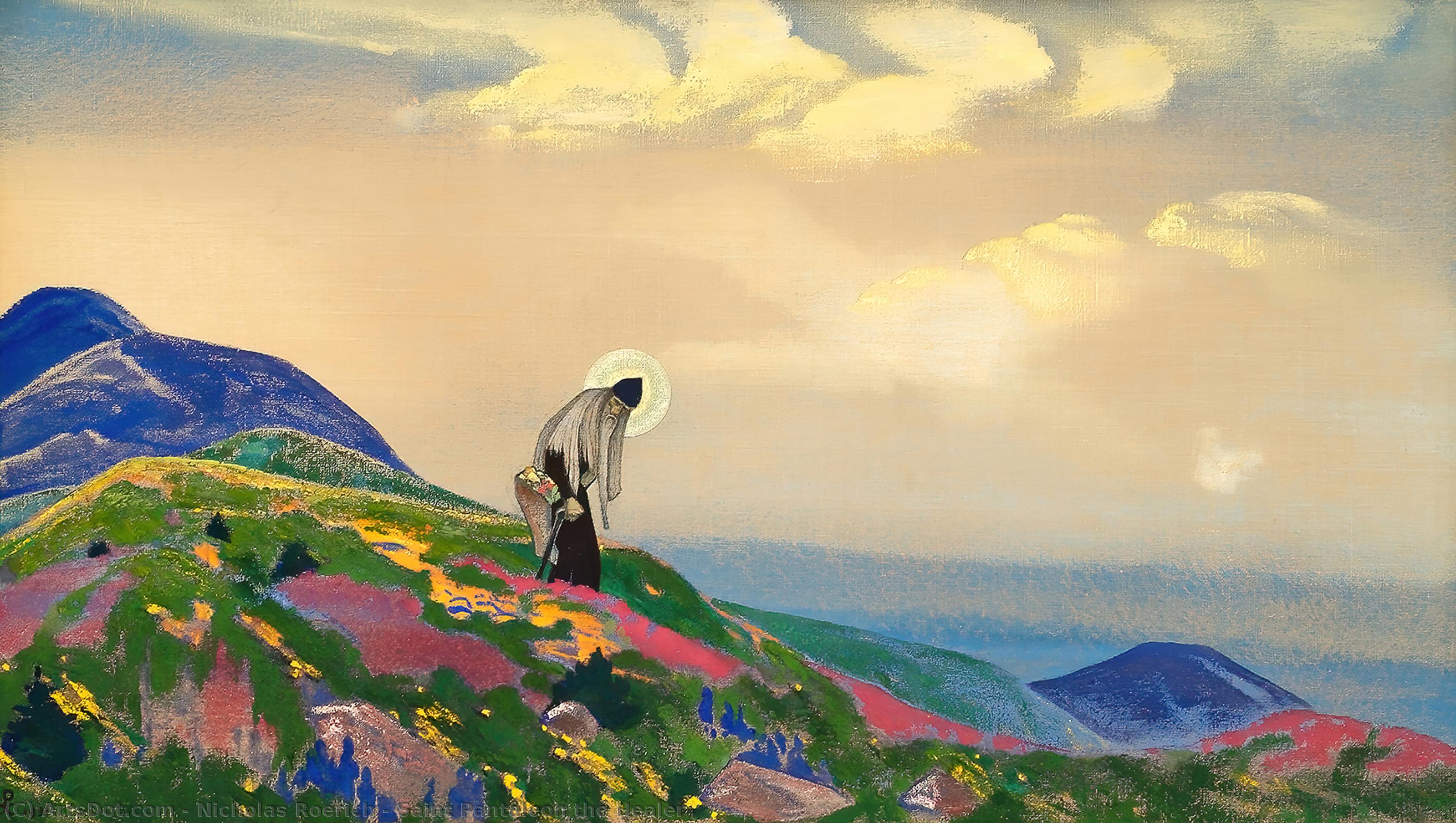 Wikioo.org – La Enciclopedia de las Bellas Artes - Pintura, Obras de arte de Nicholas Roerich - santa Pantaleón  el  curandero