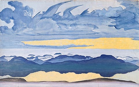 Wikioo.org – La Enciclopedia de las Bellas Artes - Pintura, Obras de arte de Nicholas Roerich - Atardecer en jinete