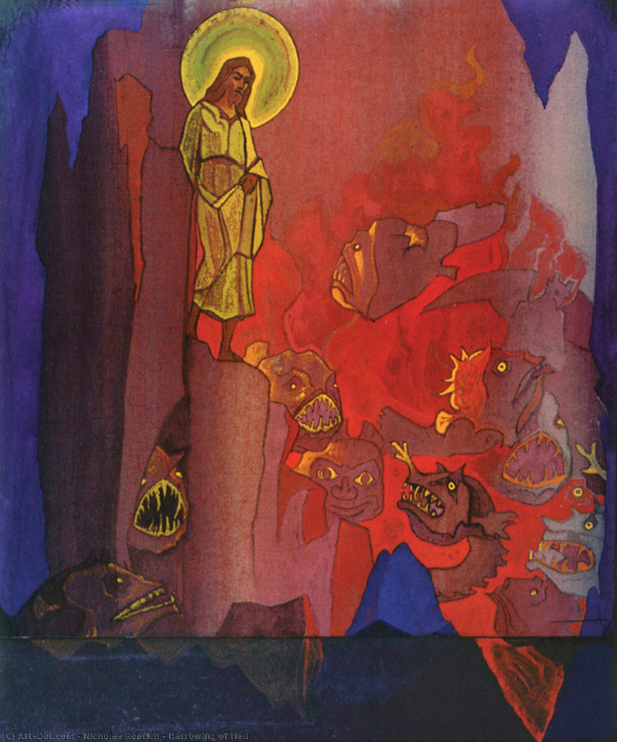 Wikioo.org - The Encyclopedia of Fine Arts - Painting, Artwork by Nicholas Roerich - Harrowing of Hell