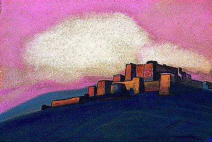 Wikioo.org - The Encyclopedia of Fine Arts - Painting, Artwork by Nicholas Roerich - Pink sky