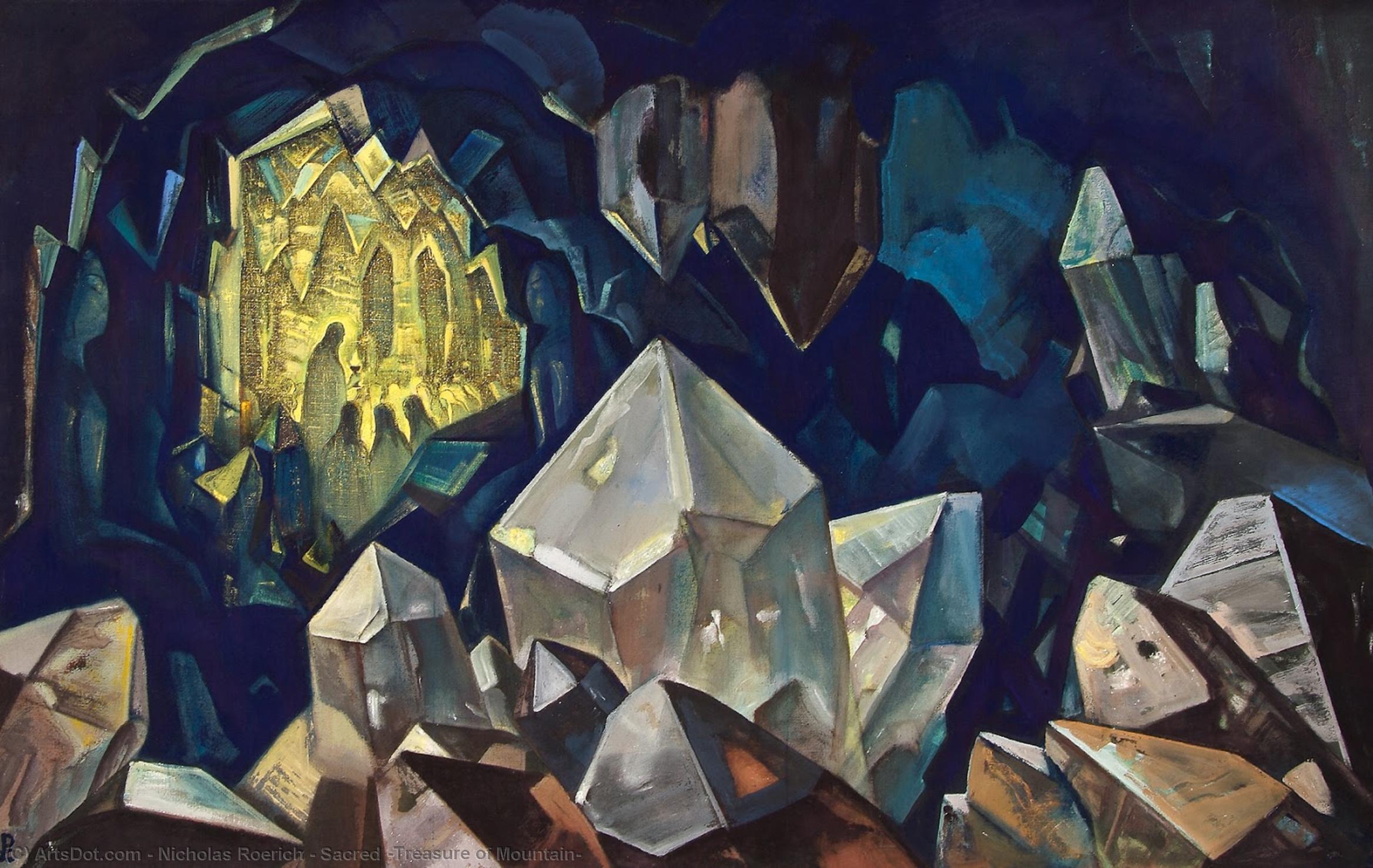 Wikioo.org – La Enciclopedia de las Bellas Artes - Pintura, Obras de arte de Nicholas Roerich - sagrado tesoro  todaclasede  montaña