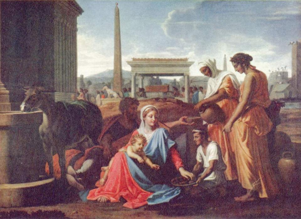 Wikioo.org - The Encyclopedia of Fine Arts - Painting, Artwork by Nicolas Poussin - Rest on the escape to Egypt