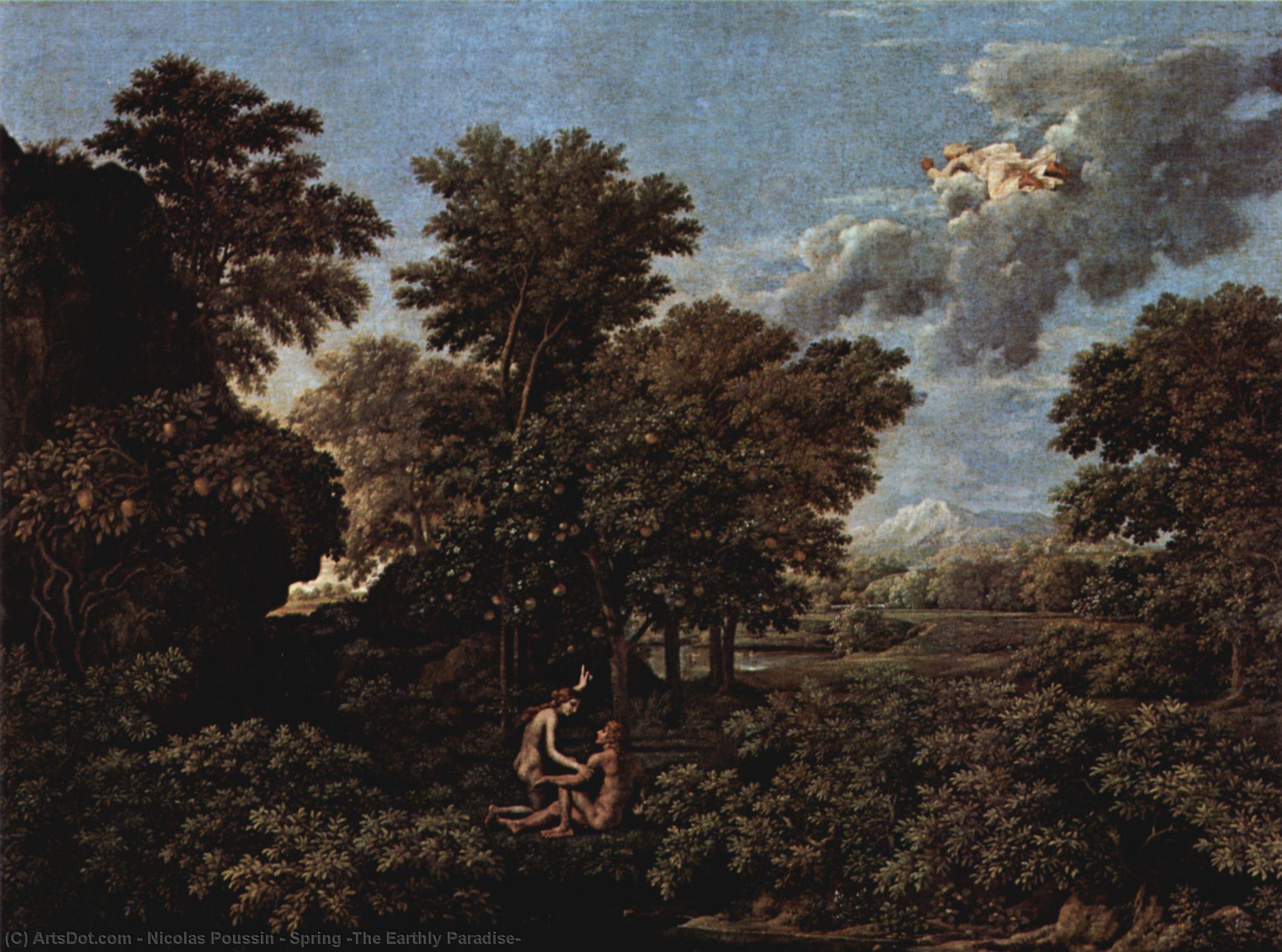 Wikioo.org – La Enciclopedia de las Bellas Artes - Pintura, Obras de arte de Nicolas Poussin - resorte el  terrestre  Paraíso